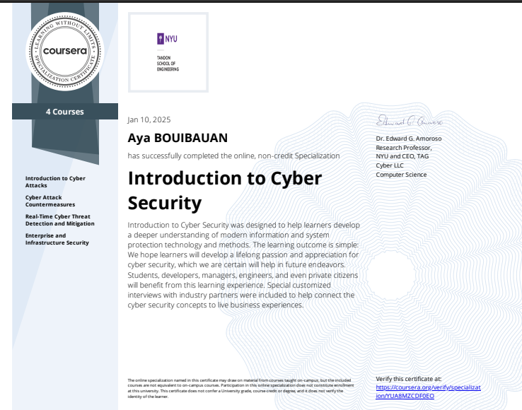 Introduction to Cyber Security Certificate